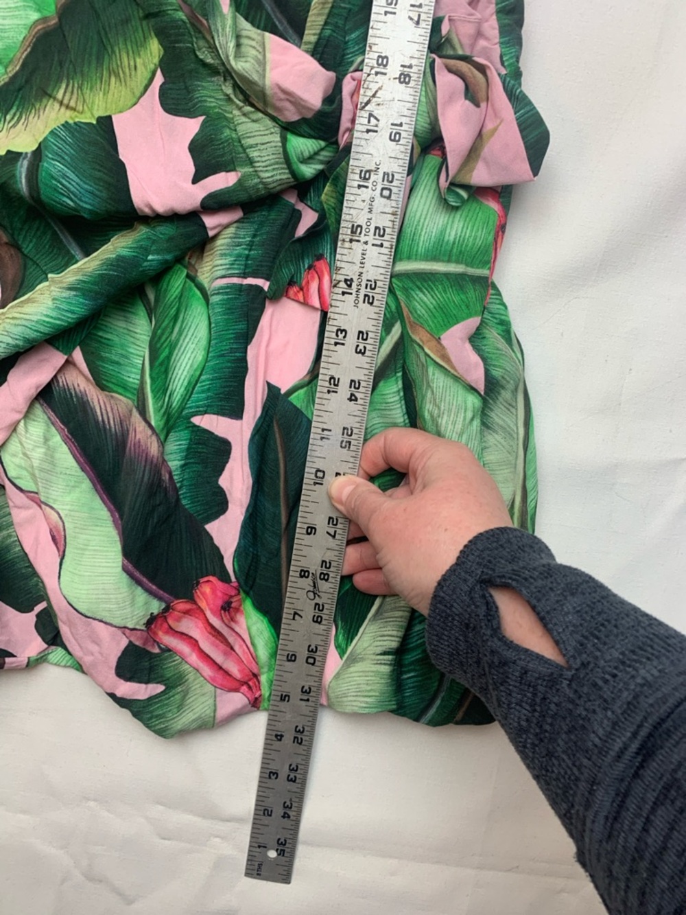 FARM Rio size small pink palms Green Tropical Leaf V-Neck Dress wrap mini tie - Picture 9 of 11